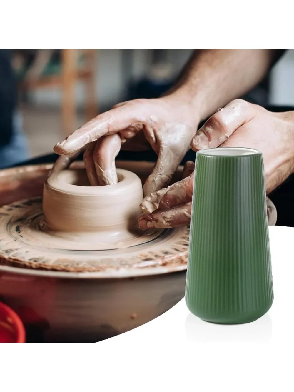 Gradient Green Ceramic Cute Flower Vase For Pampas Grass Living Room Office Deco